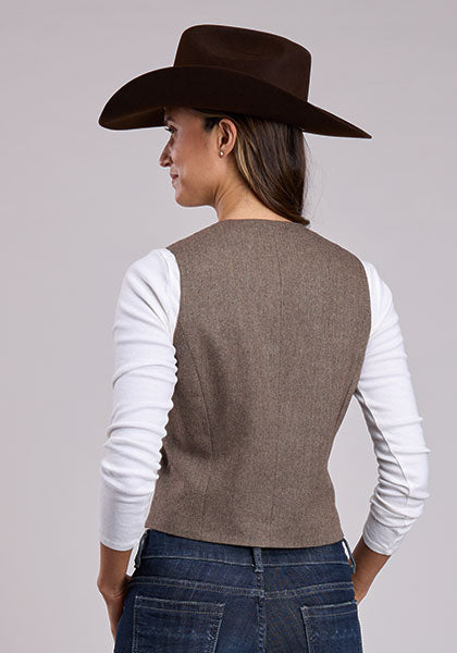 Stetson | Wool Herringbone Tweed Vest | Brown