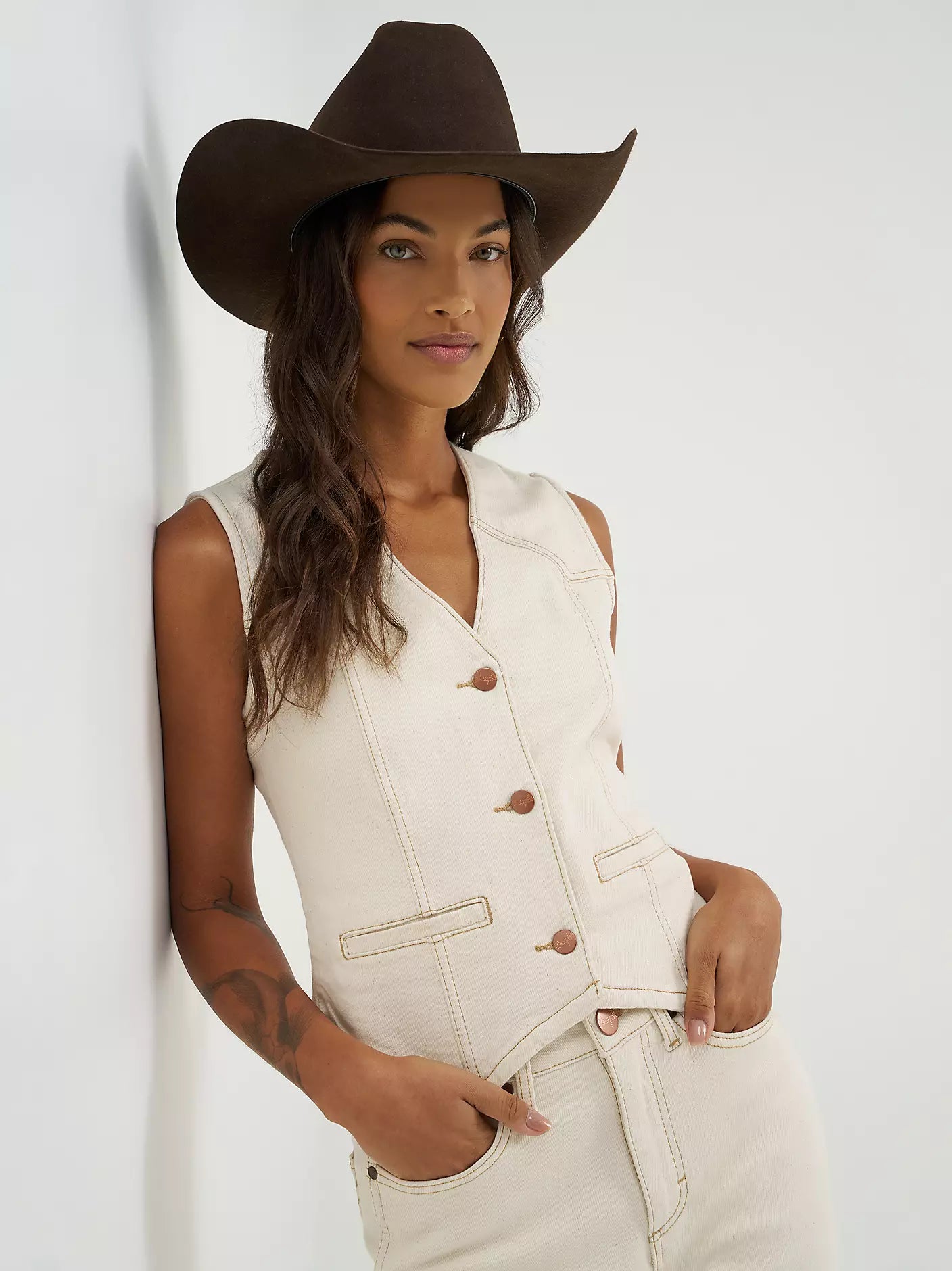 Wrangler Retro | Vintage Denim Vest | White