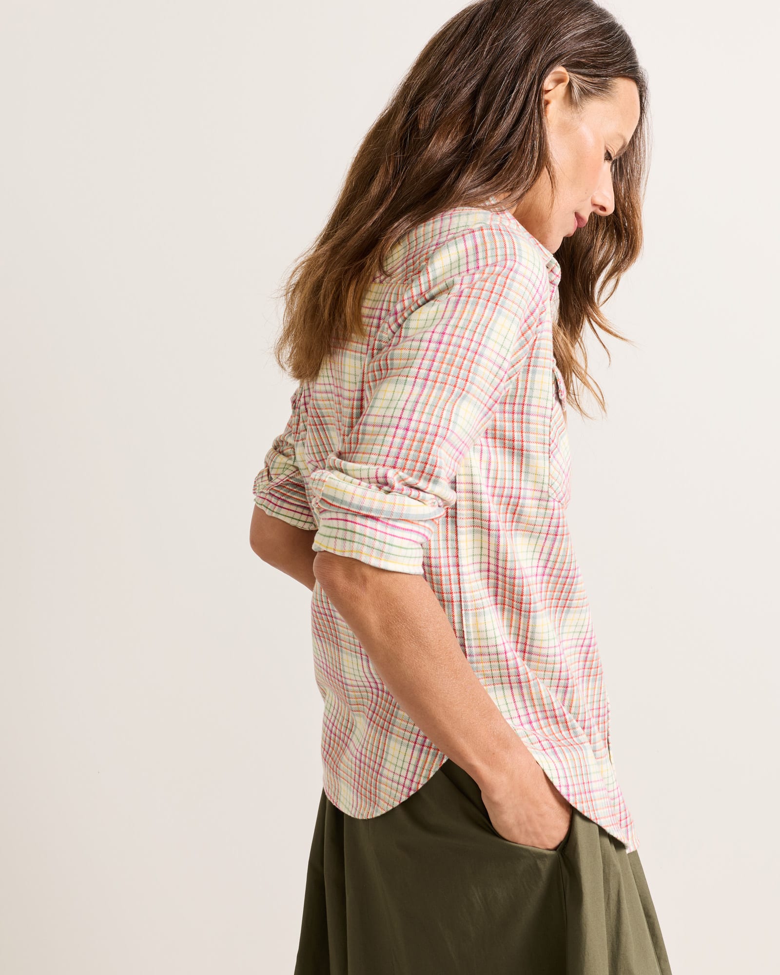 Pendleton | Riley Flannel Perfect Two Pocket Shirt | Ivory Plaid