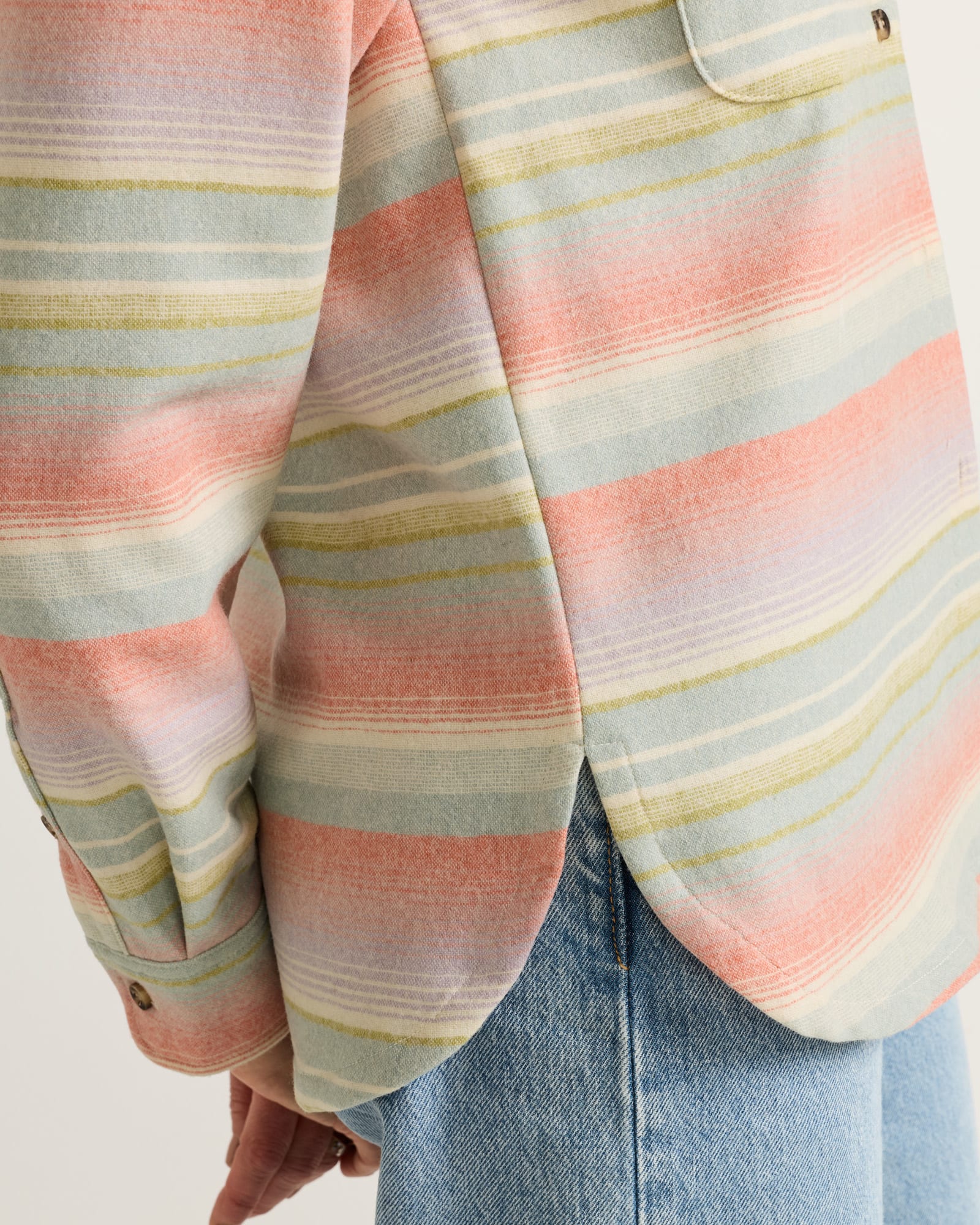 Pendleton | Women's Board Stripe Shirt | Shale/Coral