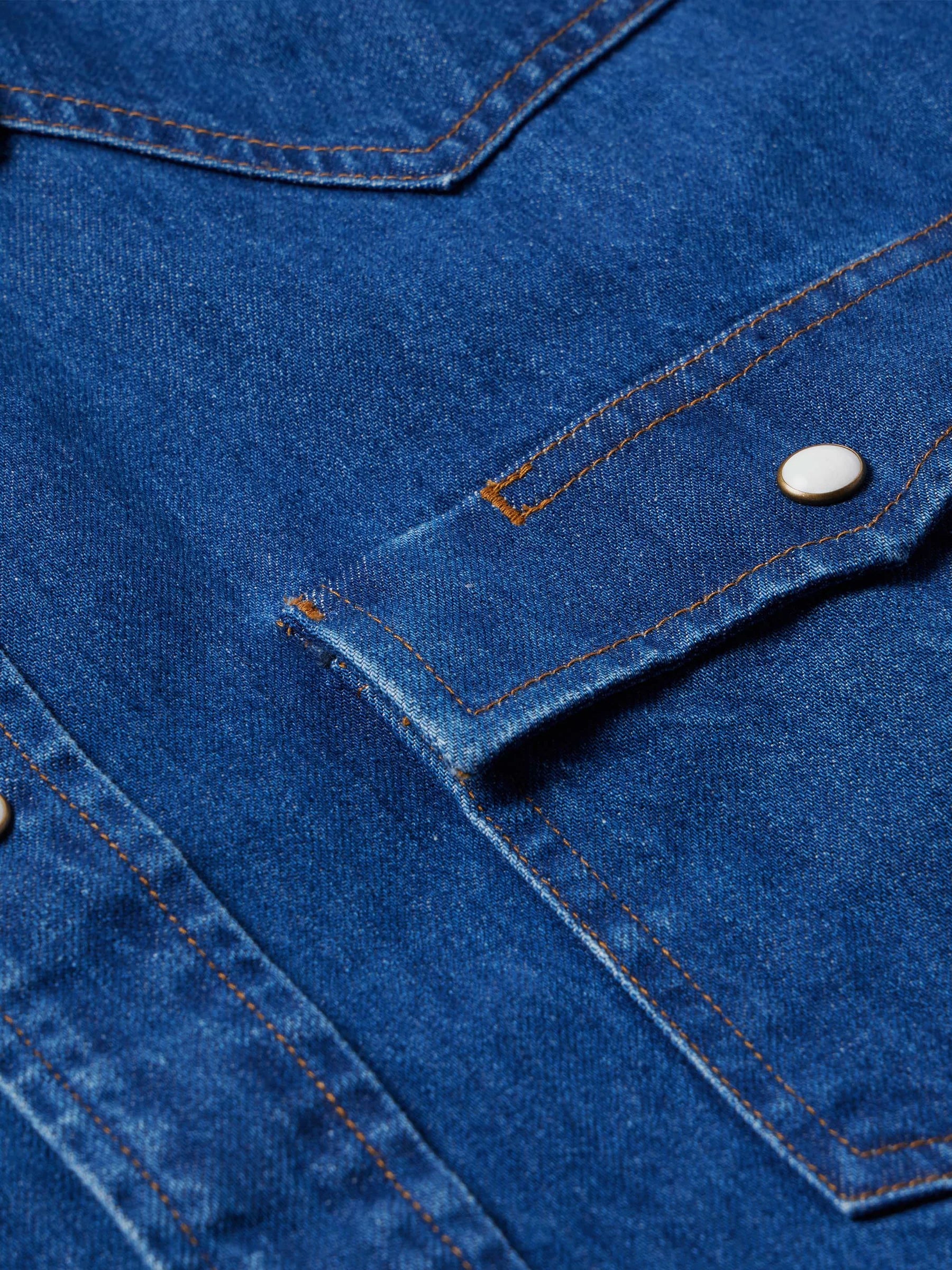 Schaefer Outfitter | Western Denim Pearl Snap Shirt | Dark Indigo