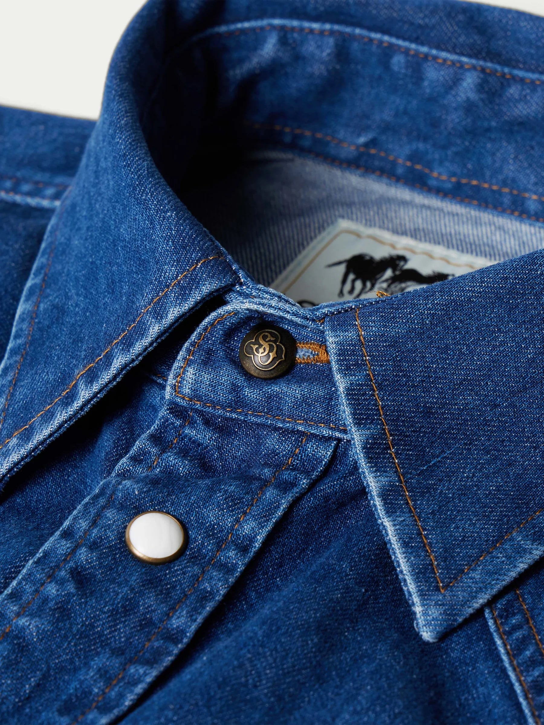 Schaefer Outfitter | Western Denim Pearl Snap Shirt | Dark Indigo