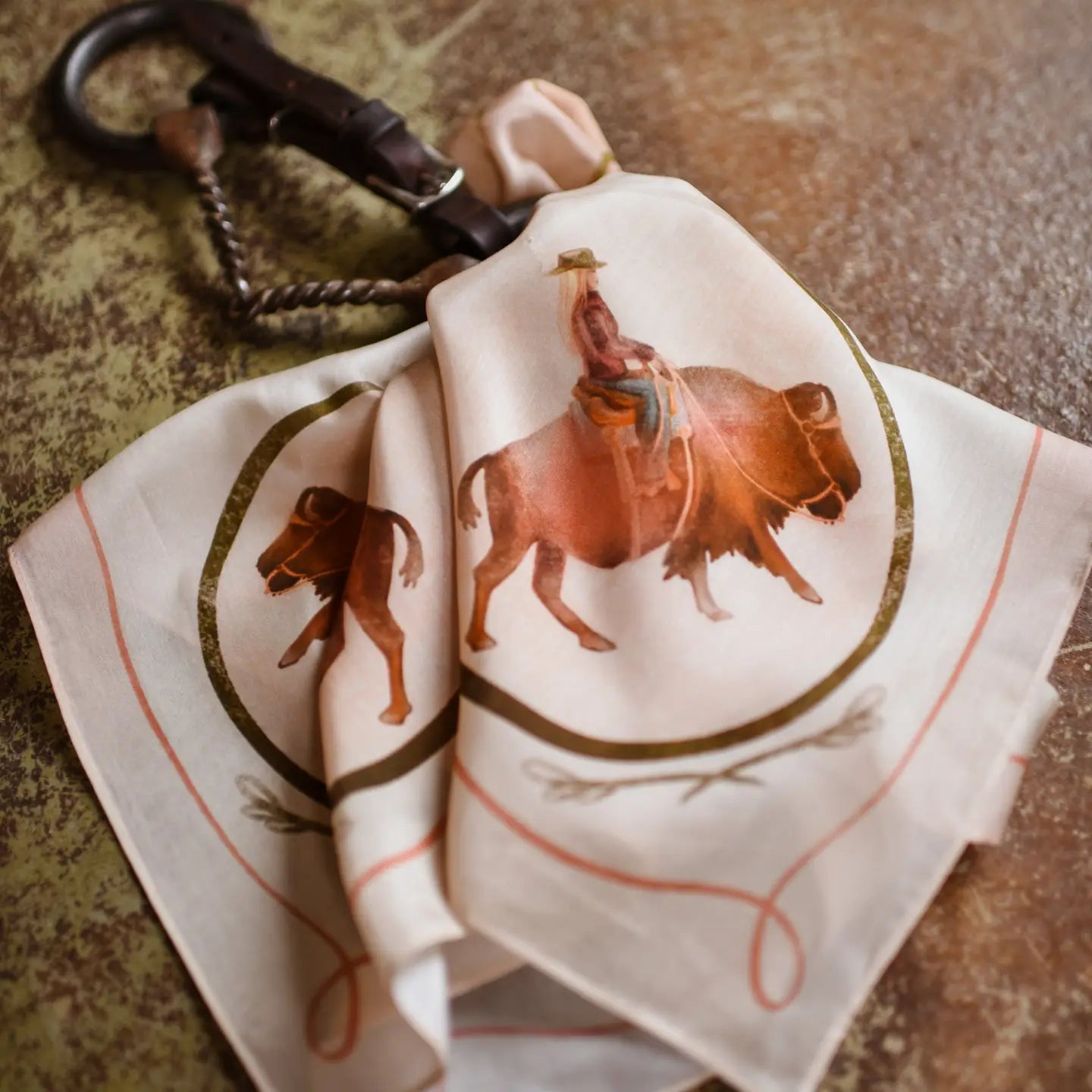 Roaming Cowgirl Bison Western Scarf Wild Rag | 26 x 26