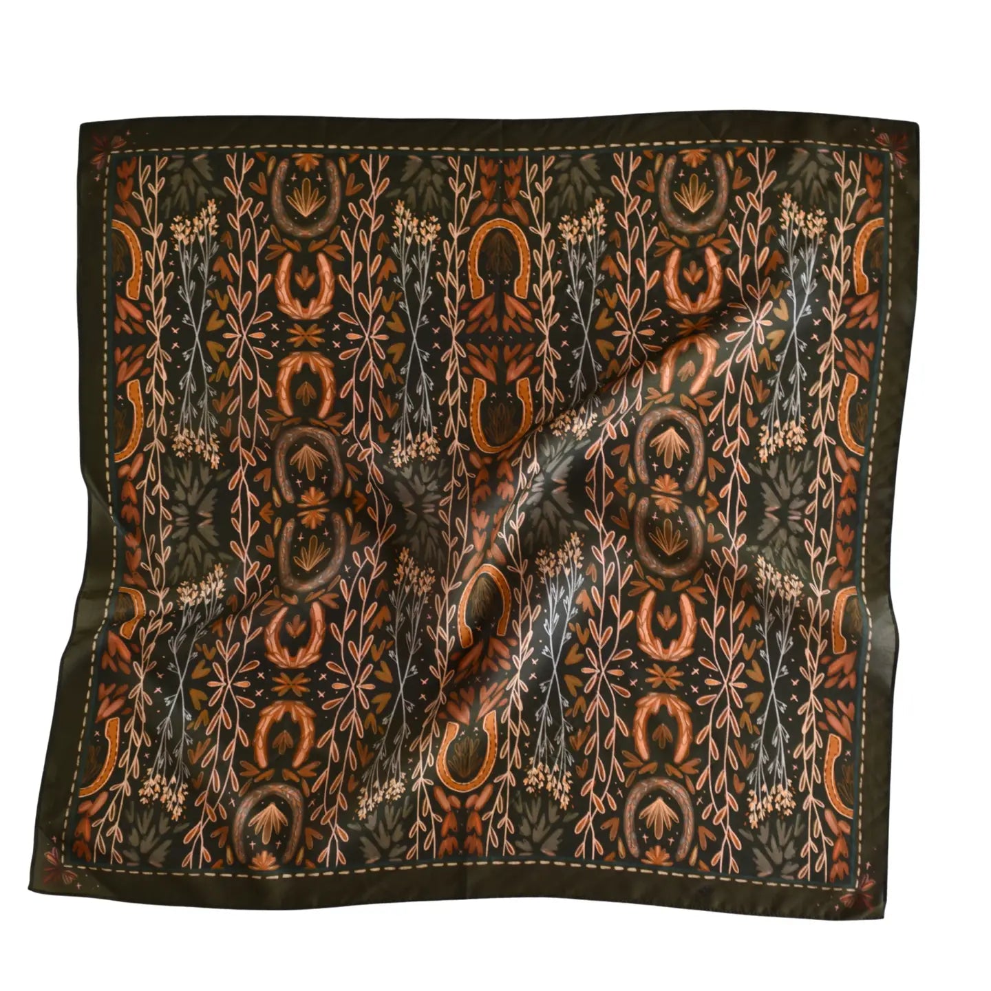 Western Harvest Silk Wild Rag Scarf | Deep Juniper | 26 x 26