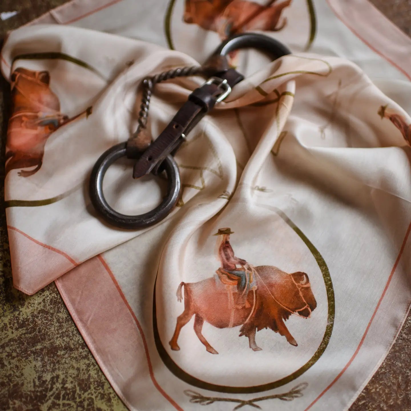 Roaming Cowgirl Bison Western Scarf Wild Rag | 26 x 26