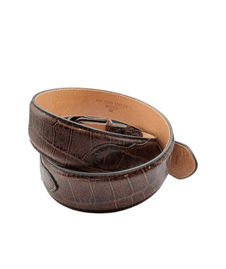 Stetson | Croc Embossed Italian Leather Belt | Cognac