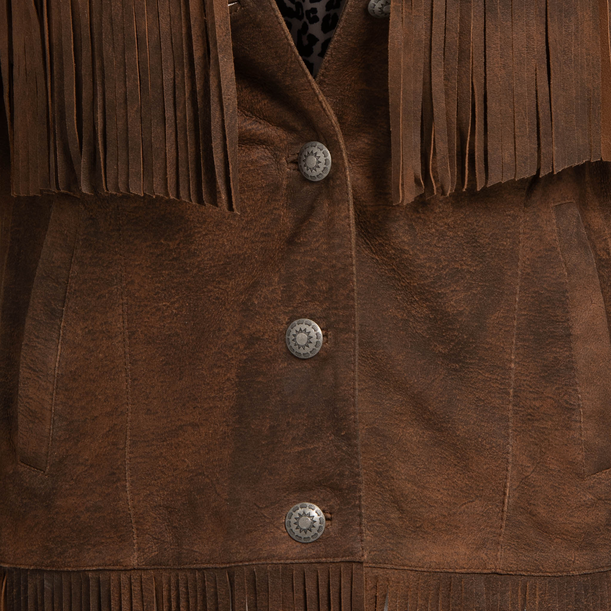 Madison Creek Outfitters | Lea Leather Fringe Jacket Brown
