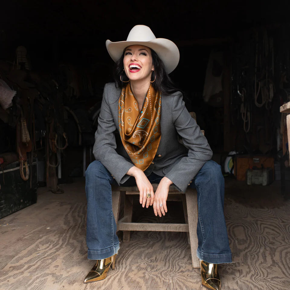 Pretty Paisley Silk Bandana 35" x 35" | Rust