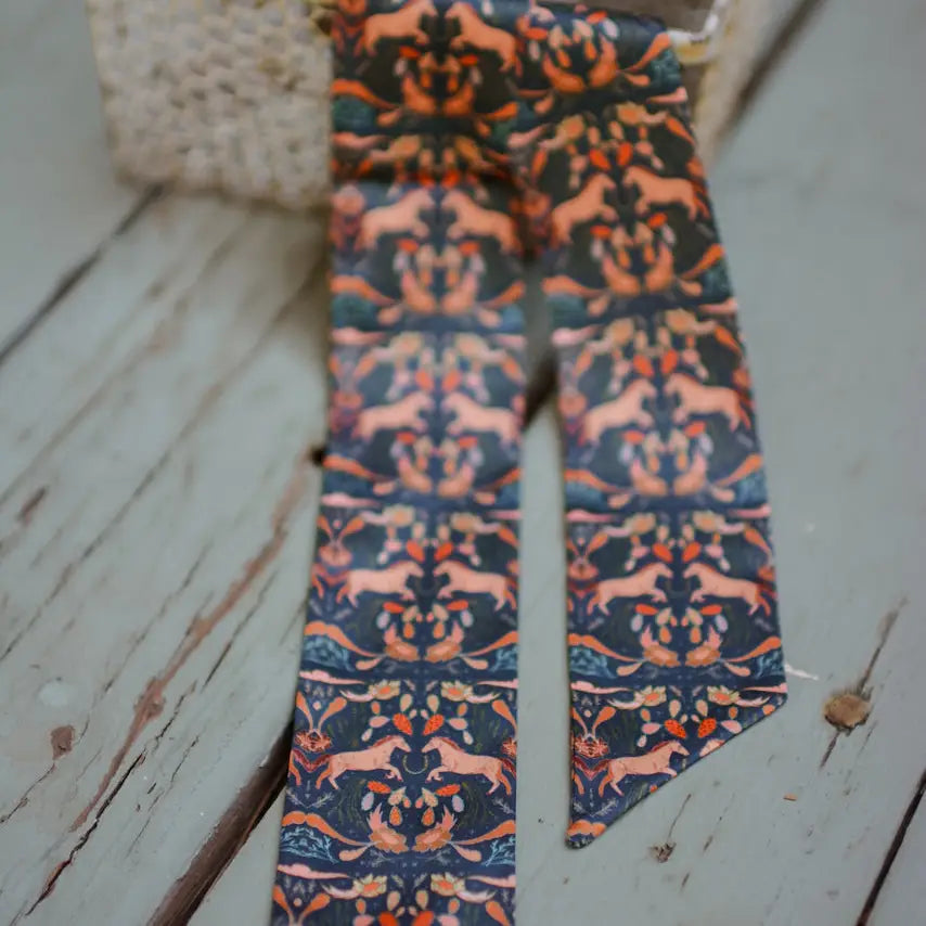 Prairie Days Silk Twilly Scarf | Denim