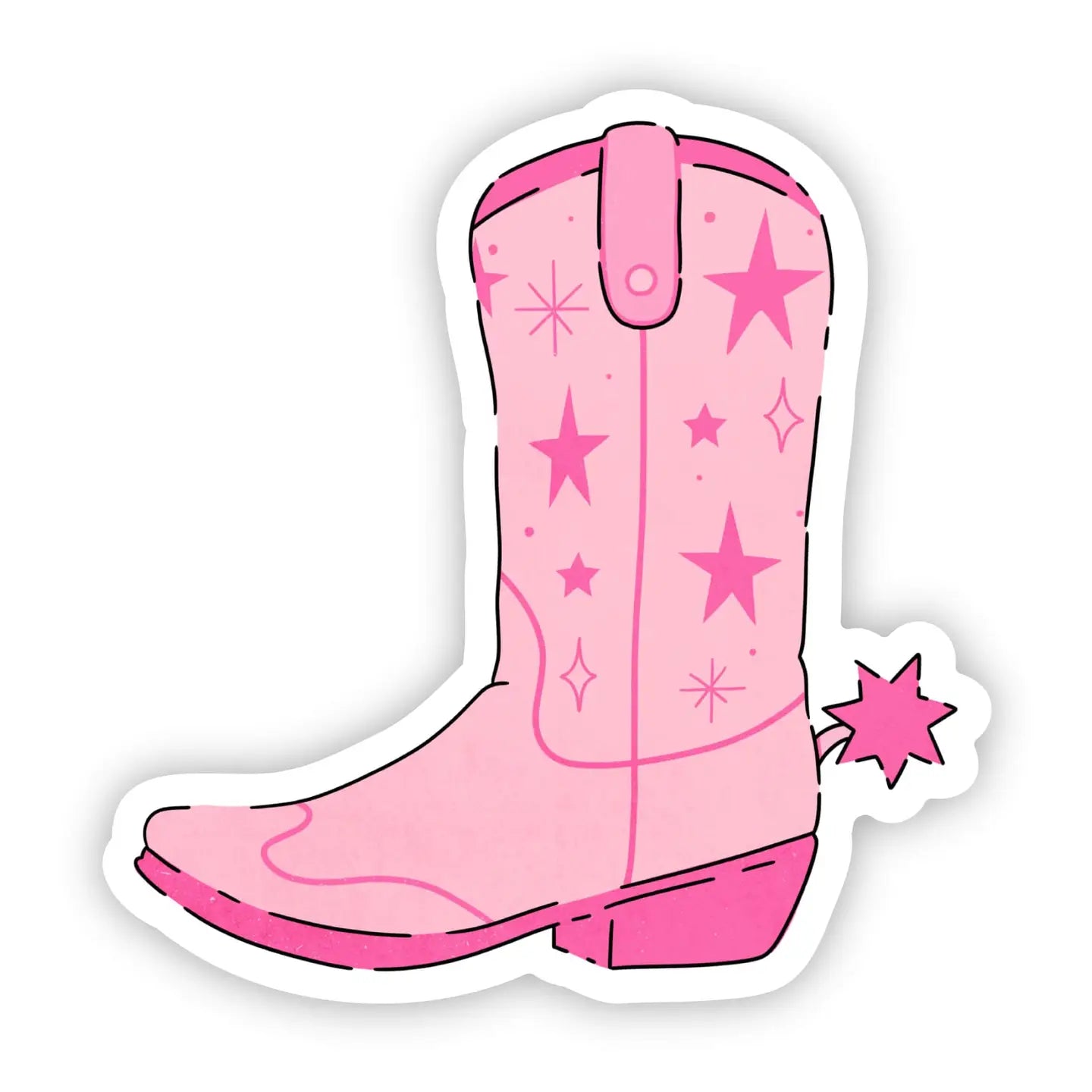 Pink Stars Cowboy Boot Sticker