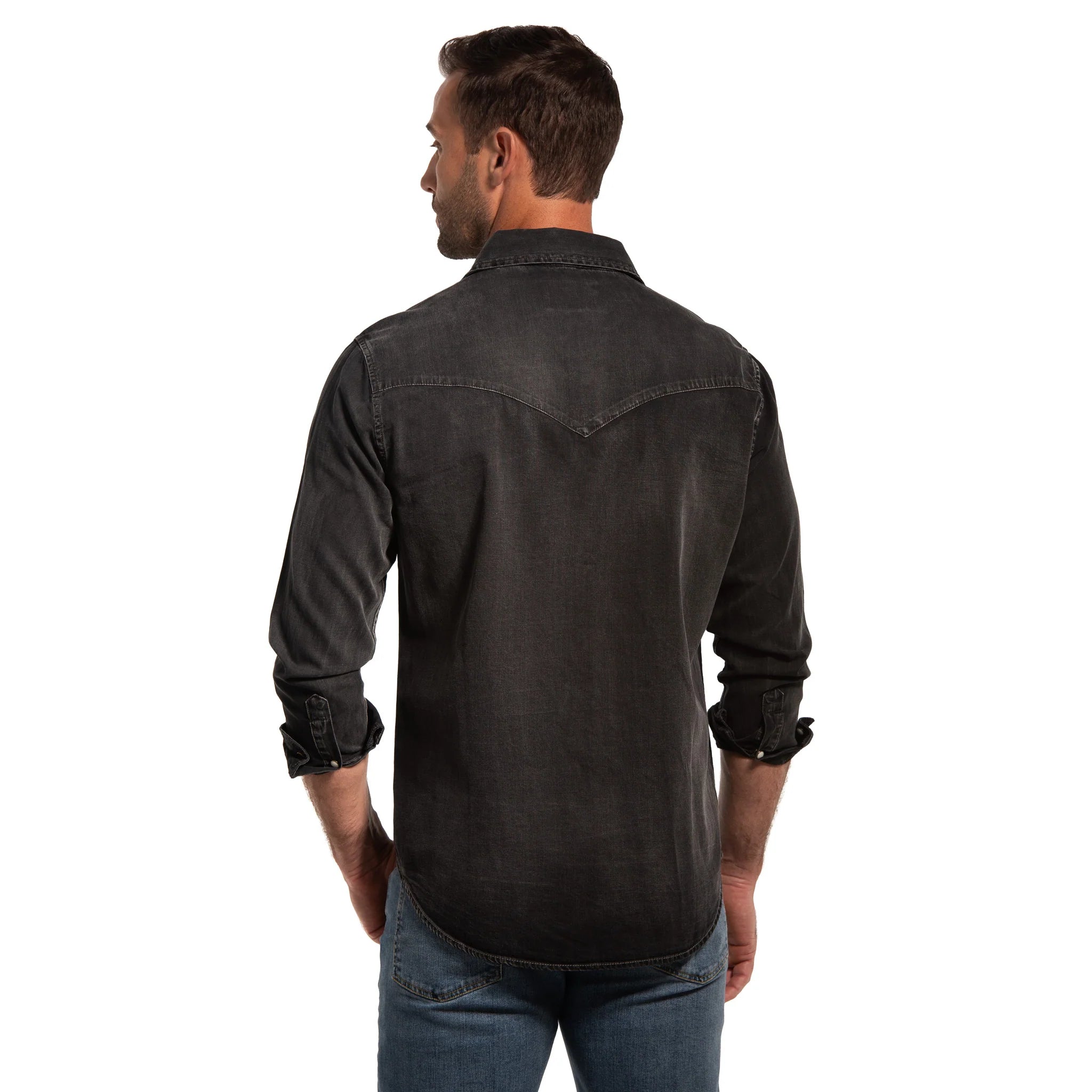 Madison Creek | Bisley Washed Denim Snap Shirt | Black
