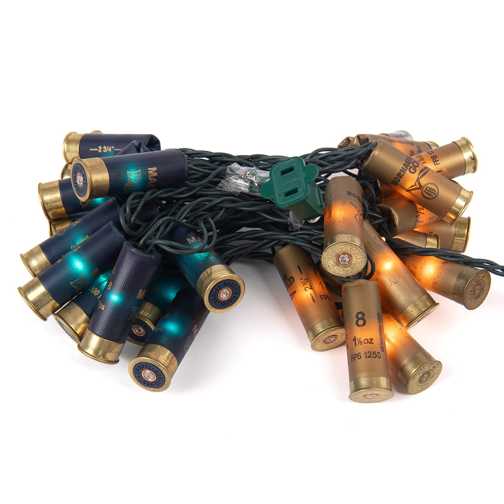 Hank's Bunkhouse | Upcycled Shotgun Shell Lights | Blue & Gold