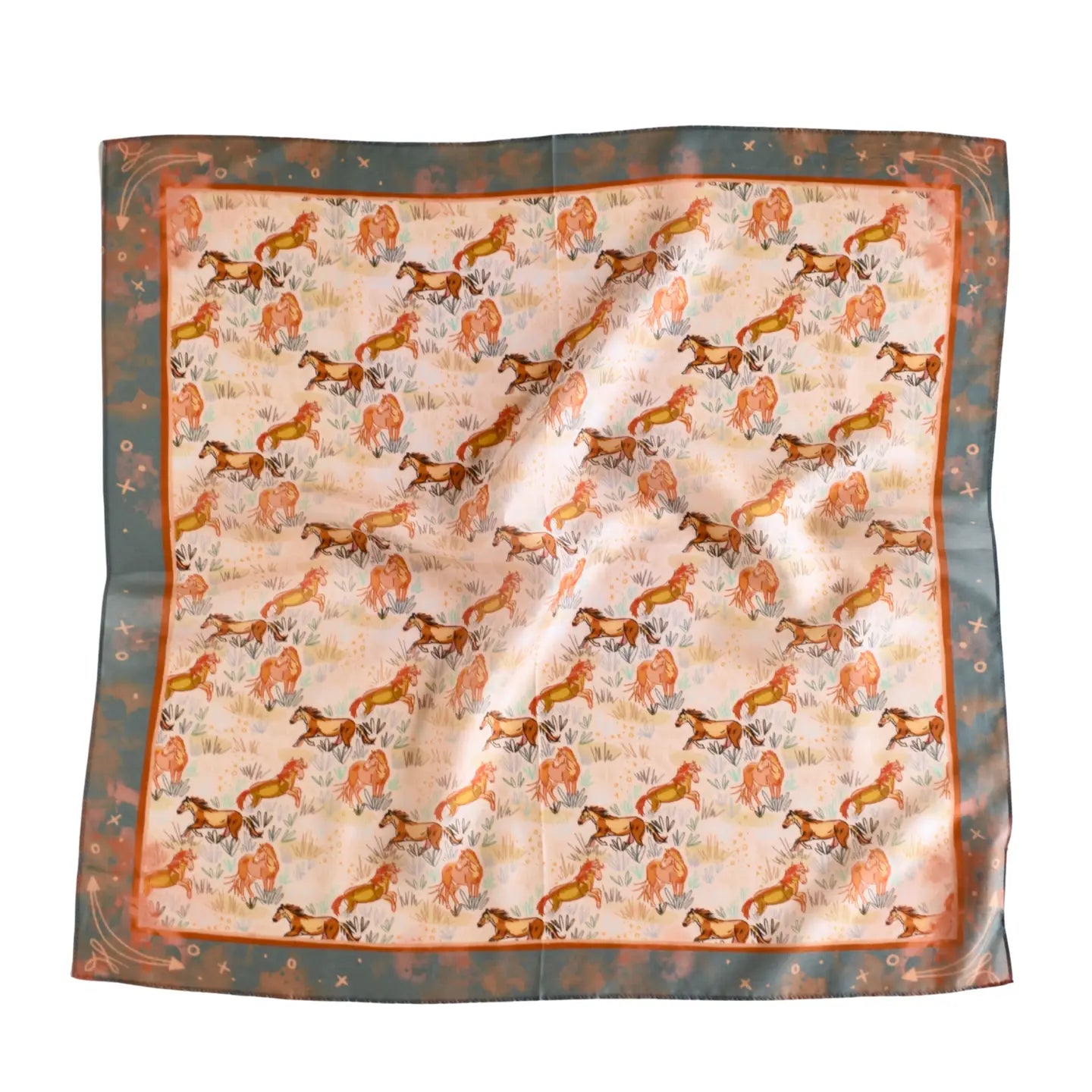 Wild Horses Mustang Meadow Silk Wild Rag Scarf | 26 x 26