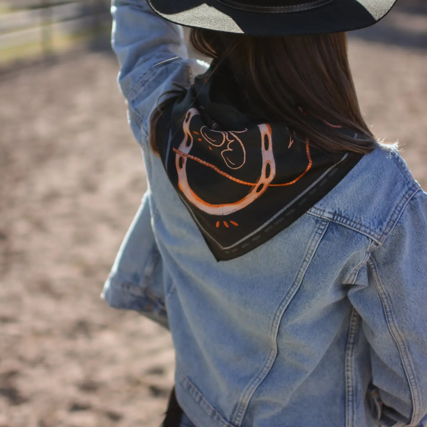 Navy Floral Horseshoe Mulberry Silk Wild Rag | 35 x 35