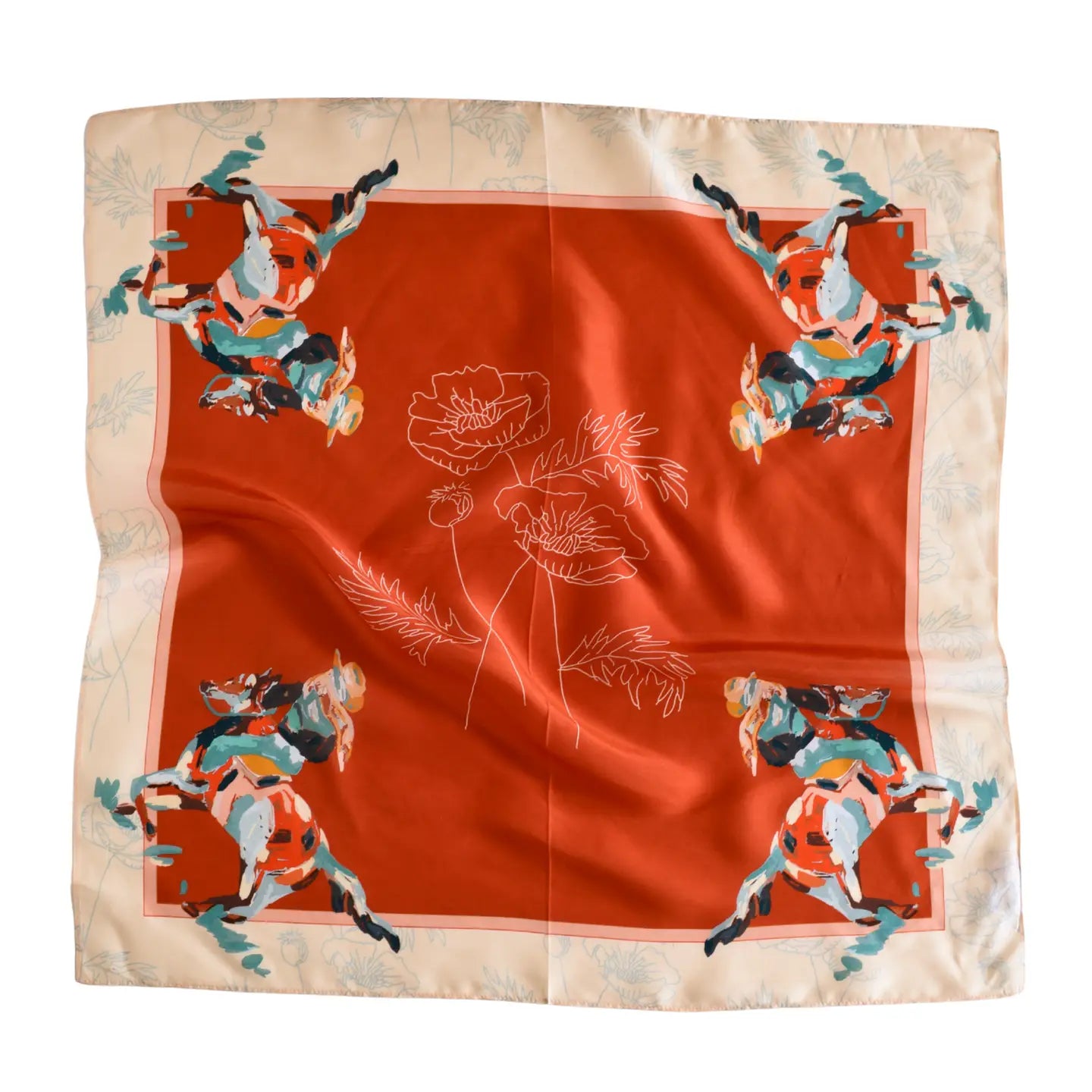 Poppy Cowgirl Silk Wild Rag Scarf | 26 x 26