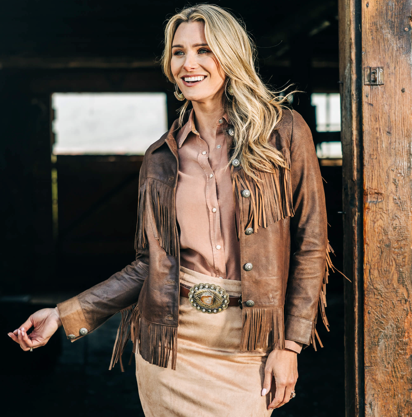 Madison Creek Outfitters | Lea Leather Fringe Jacket Brown