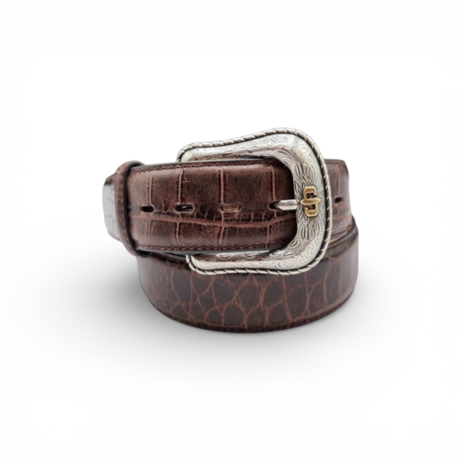 Stetson | Croc Embossed Italian Leather Belt | Cognac
