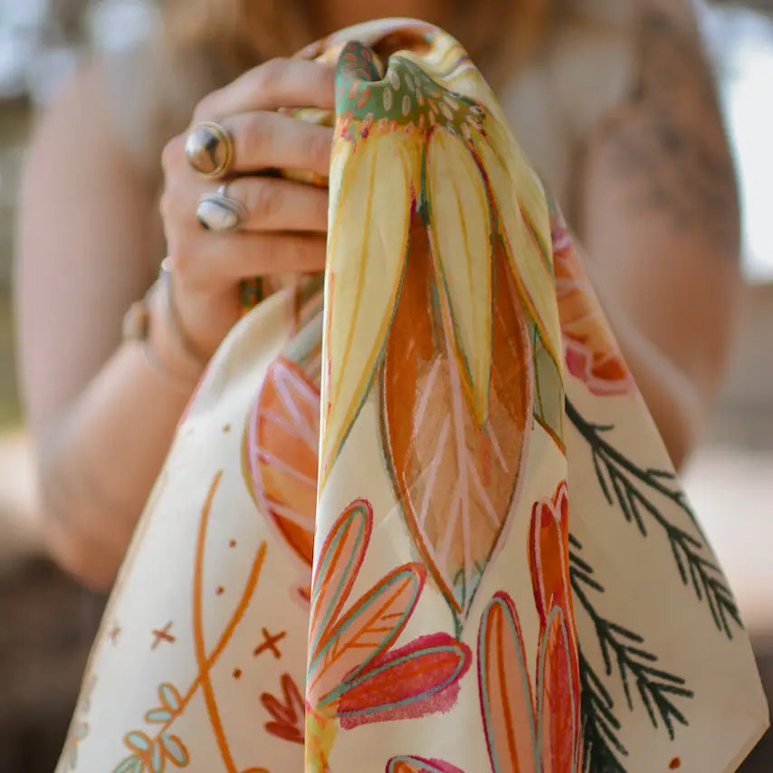 Lucky Wildflowers Cowgirl Silk Wild Rag Scarf | 35 x 35