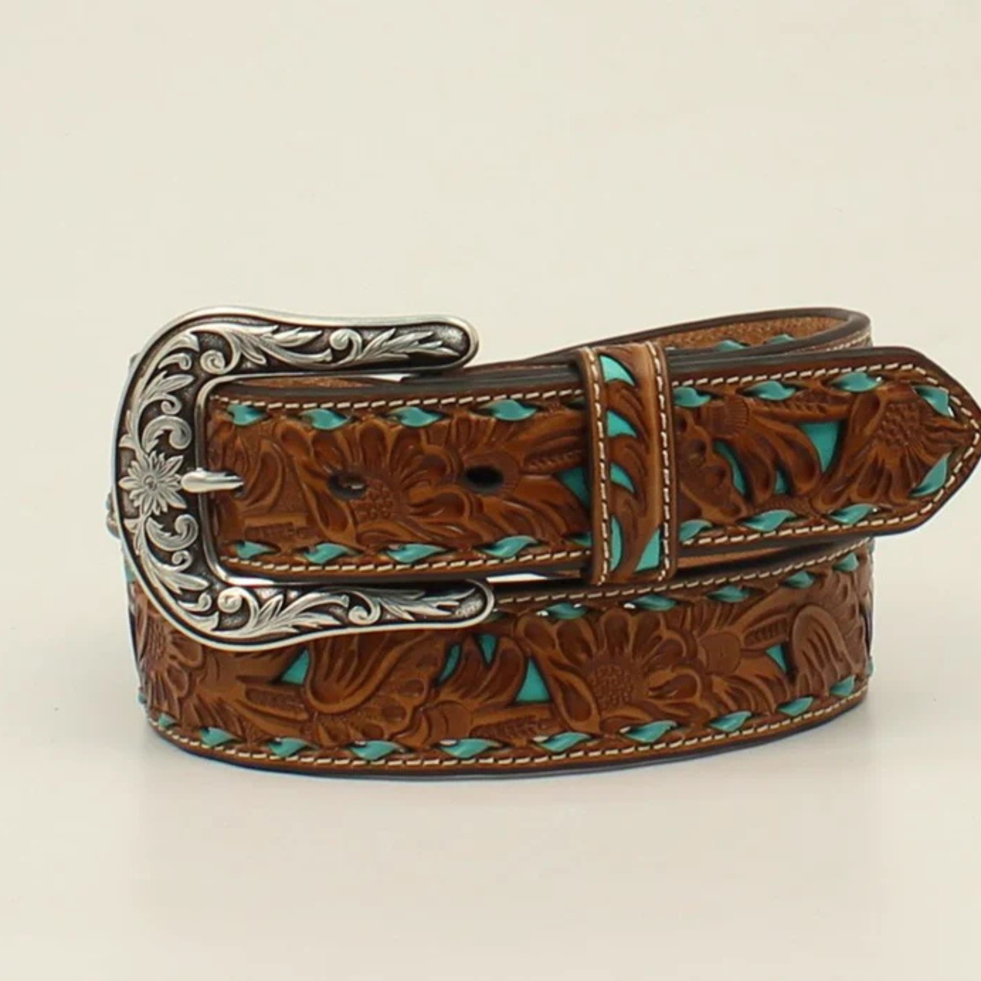 Wmns Turq. Inlay Leather Belt