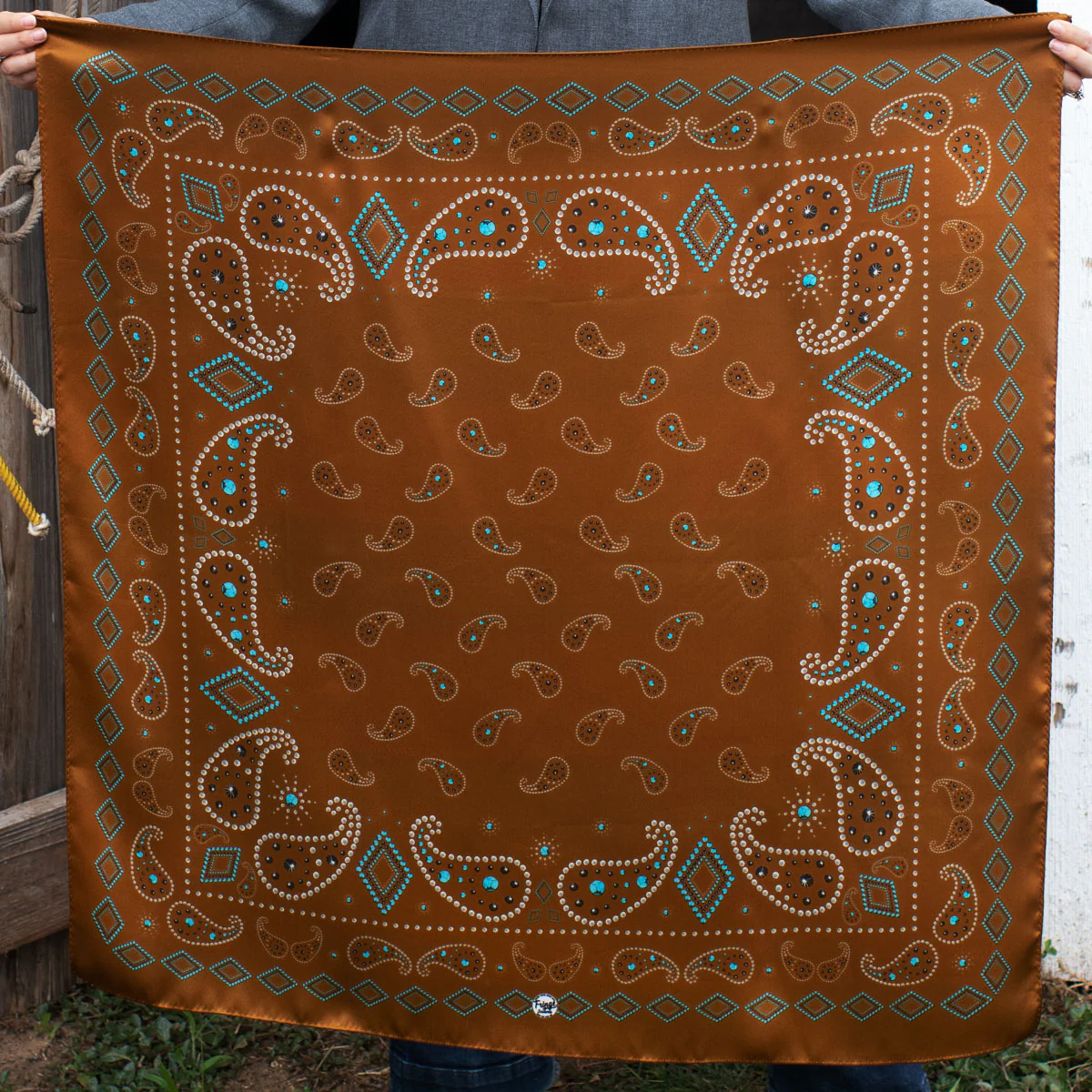 Pretty Paisley Silk Bandana 35" x 35" | Rust