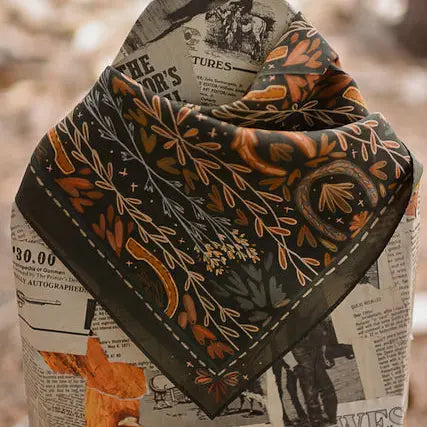 Western Harvest Silk Wild Rag Scarf | Deep Juniper | 26 x 26