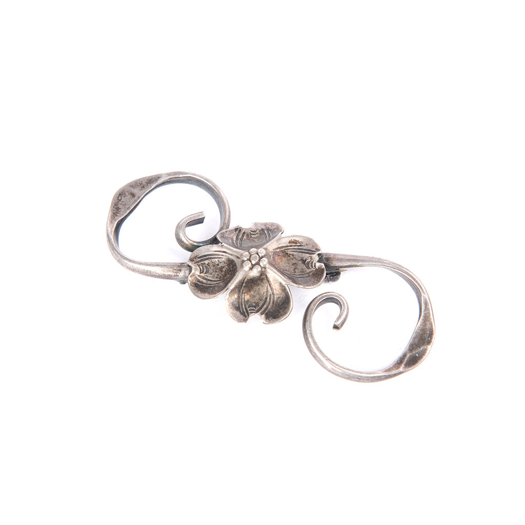 Vintage Sterling Flower Scroll Pin
