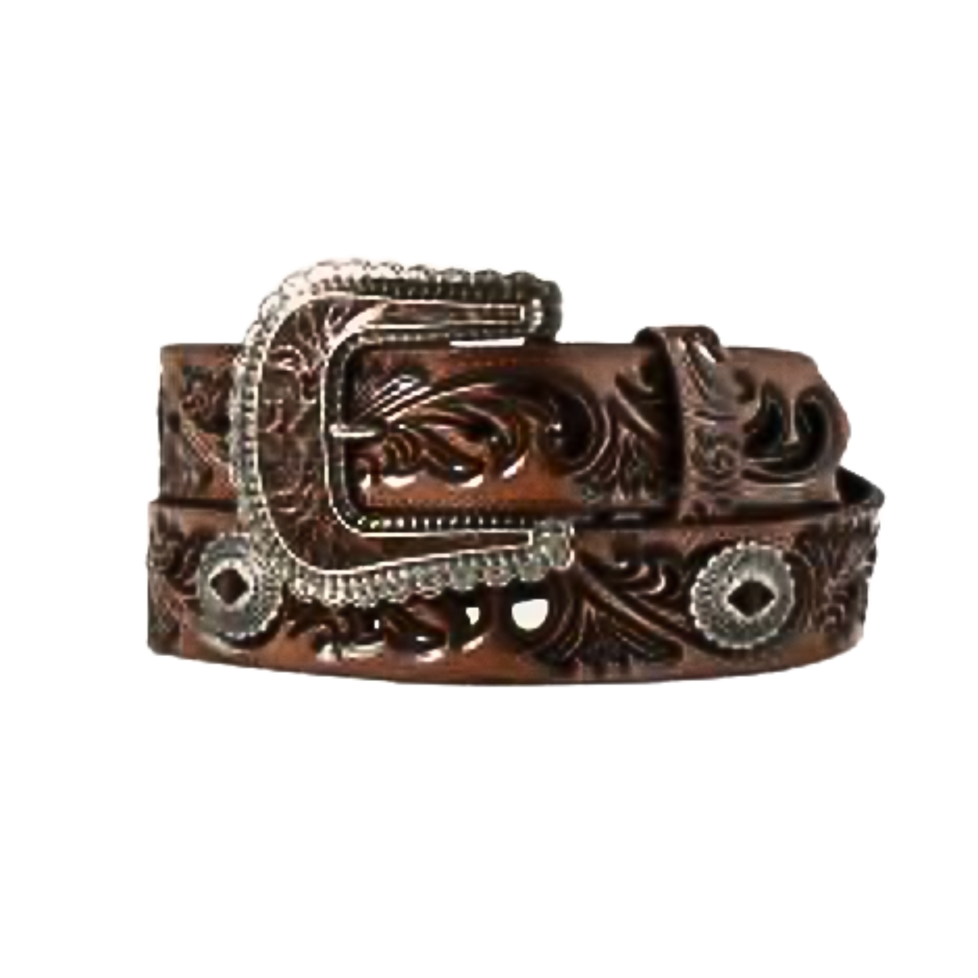 Angel Ranch Medium Women's Brown Filigree Concho Leather Belt
