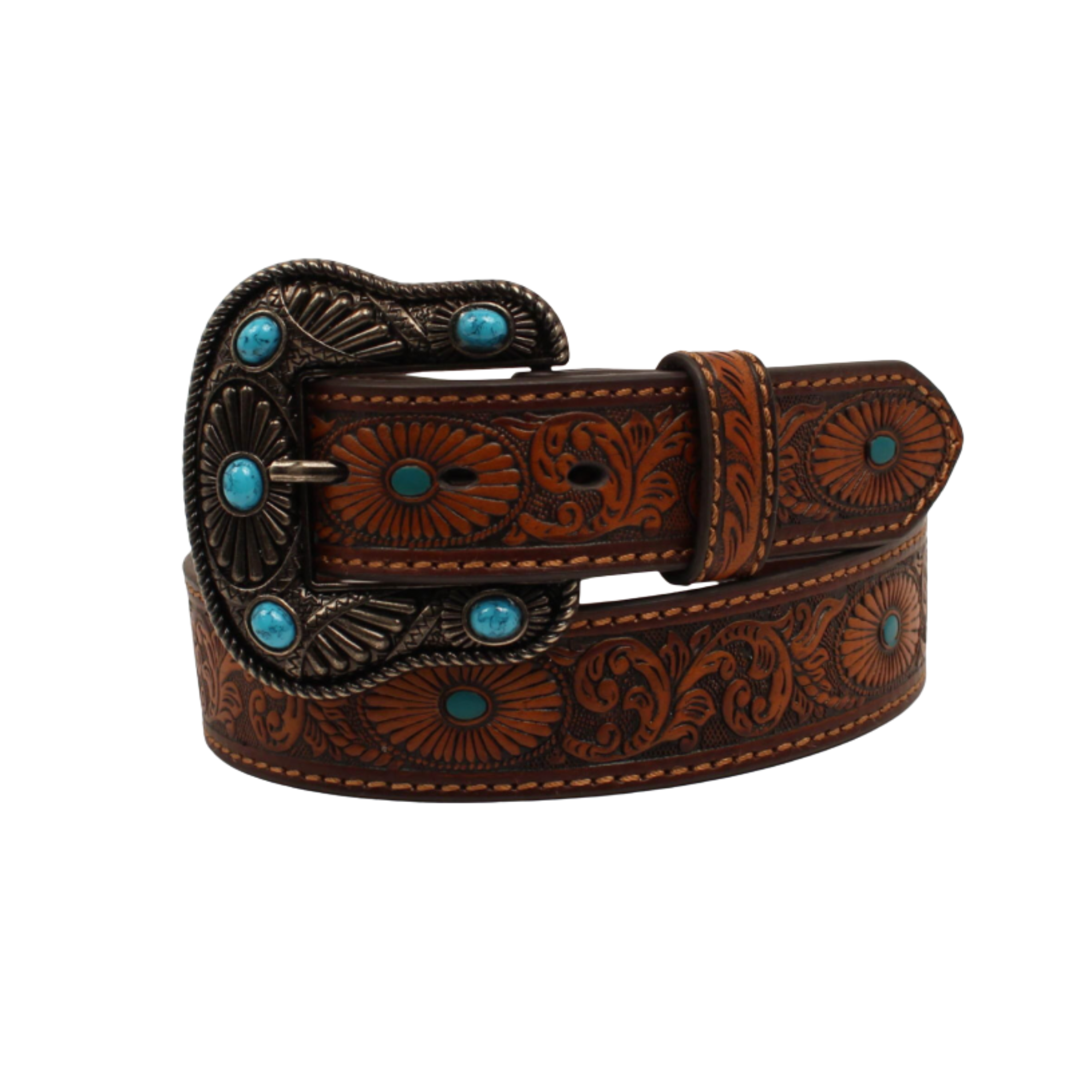 Women's Floral Tooled Leather Belt