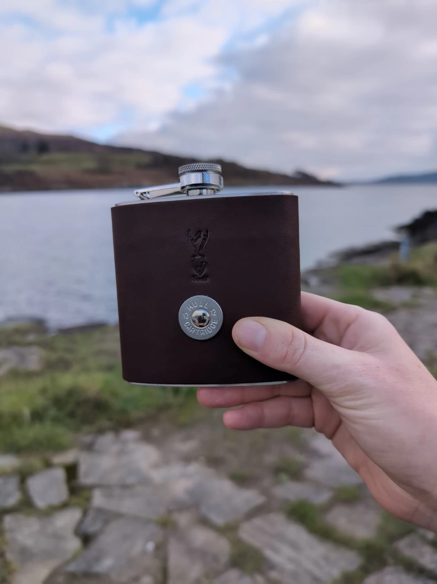Shotgun Cartridge Leather Hip Flask