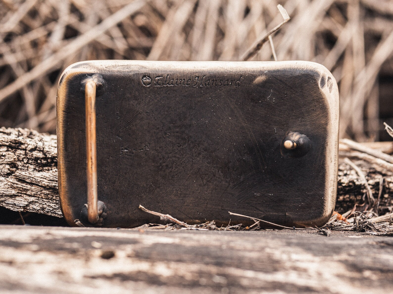 Bull Elk Bronze Belt Buckle | Black | Rectangle