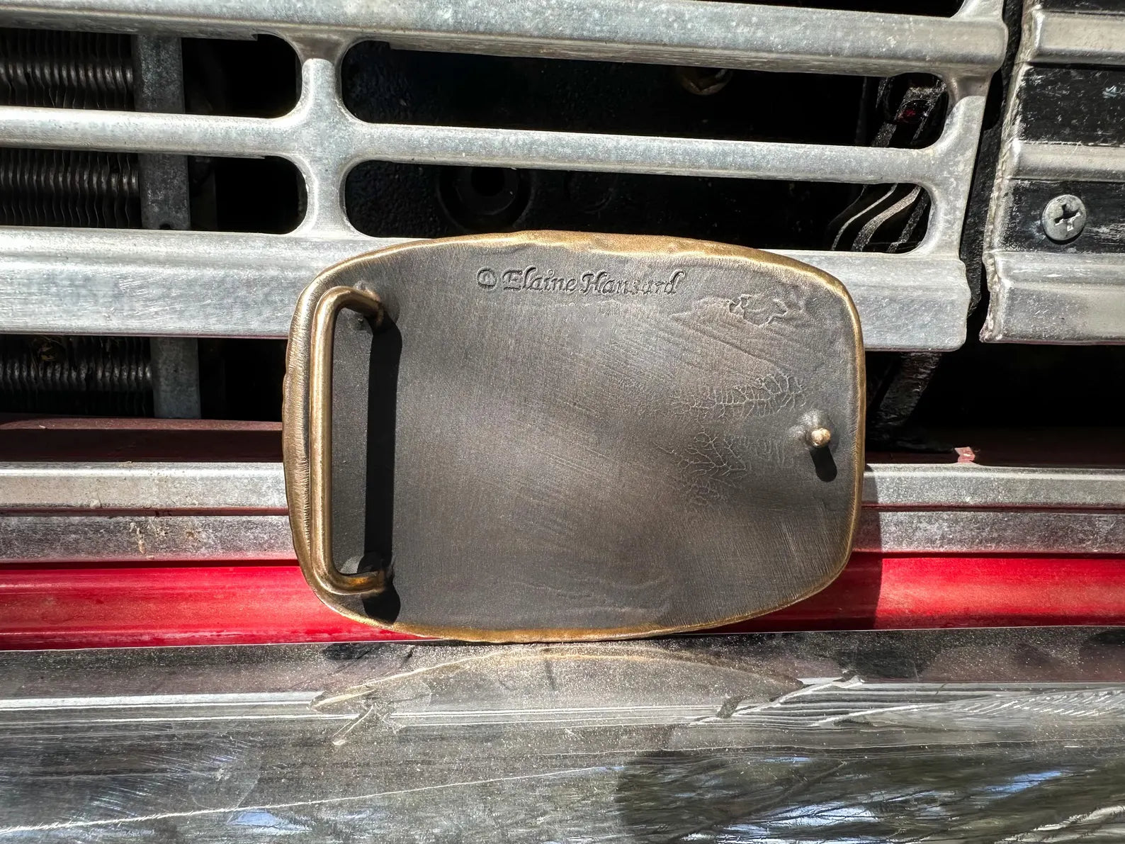 Waterhorse Bronze | Bull Rider Bronze Belt Buckle | Black | Rectangle