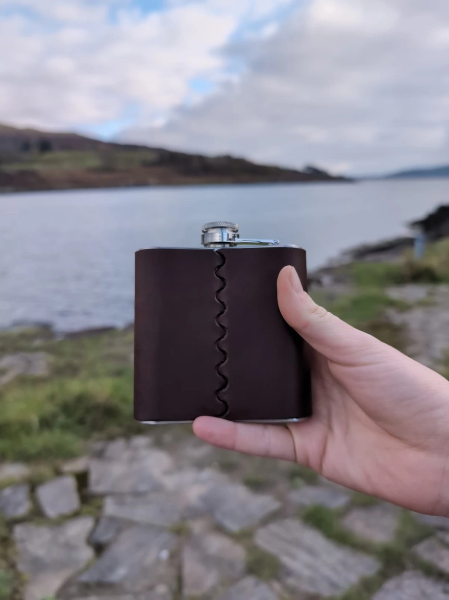 Shotgun Cartridge Leather Hip Flask