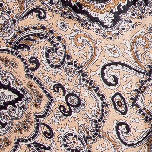 Paisley Silk Tan & Black Scarf