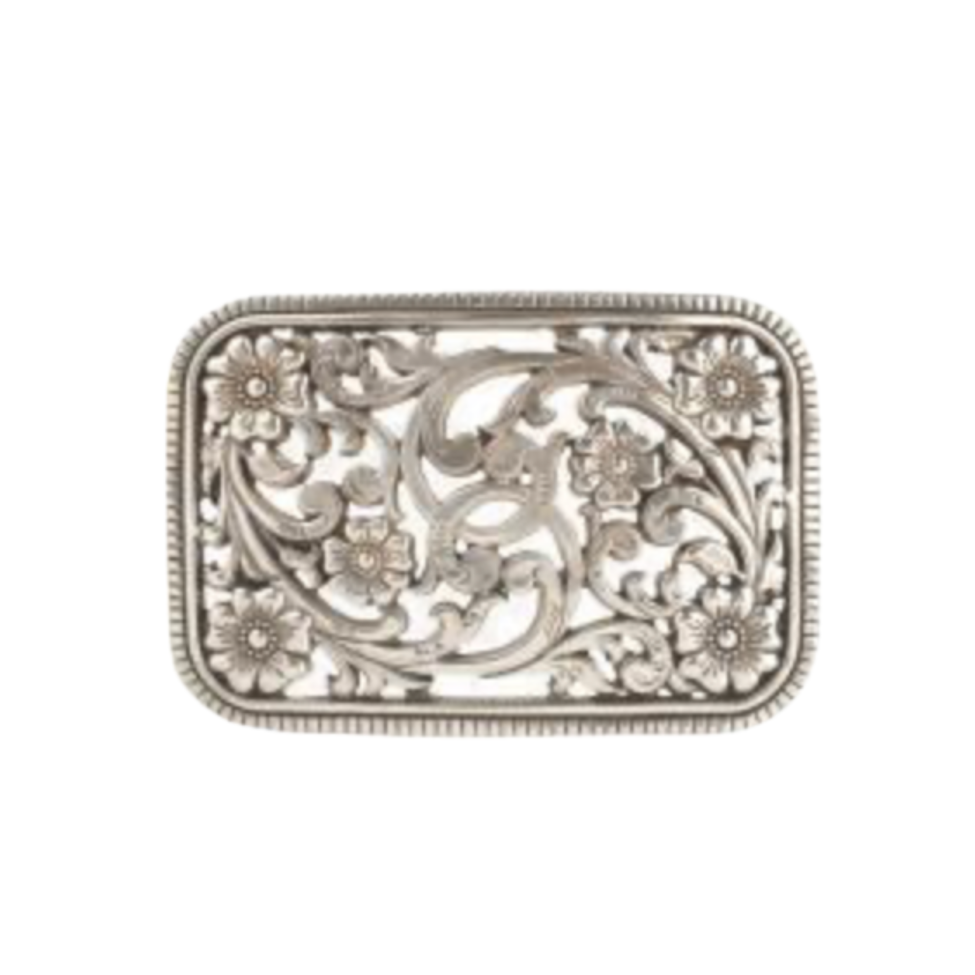 Ladies Floral Filigree Rectangle Belt Buckle