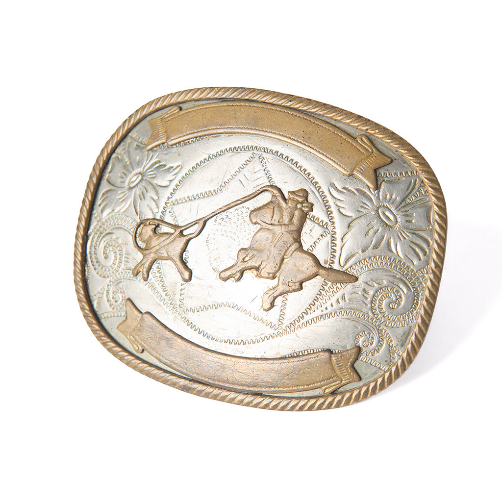 Vintage Calf Roper Belt Buckle | German Silver