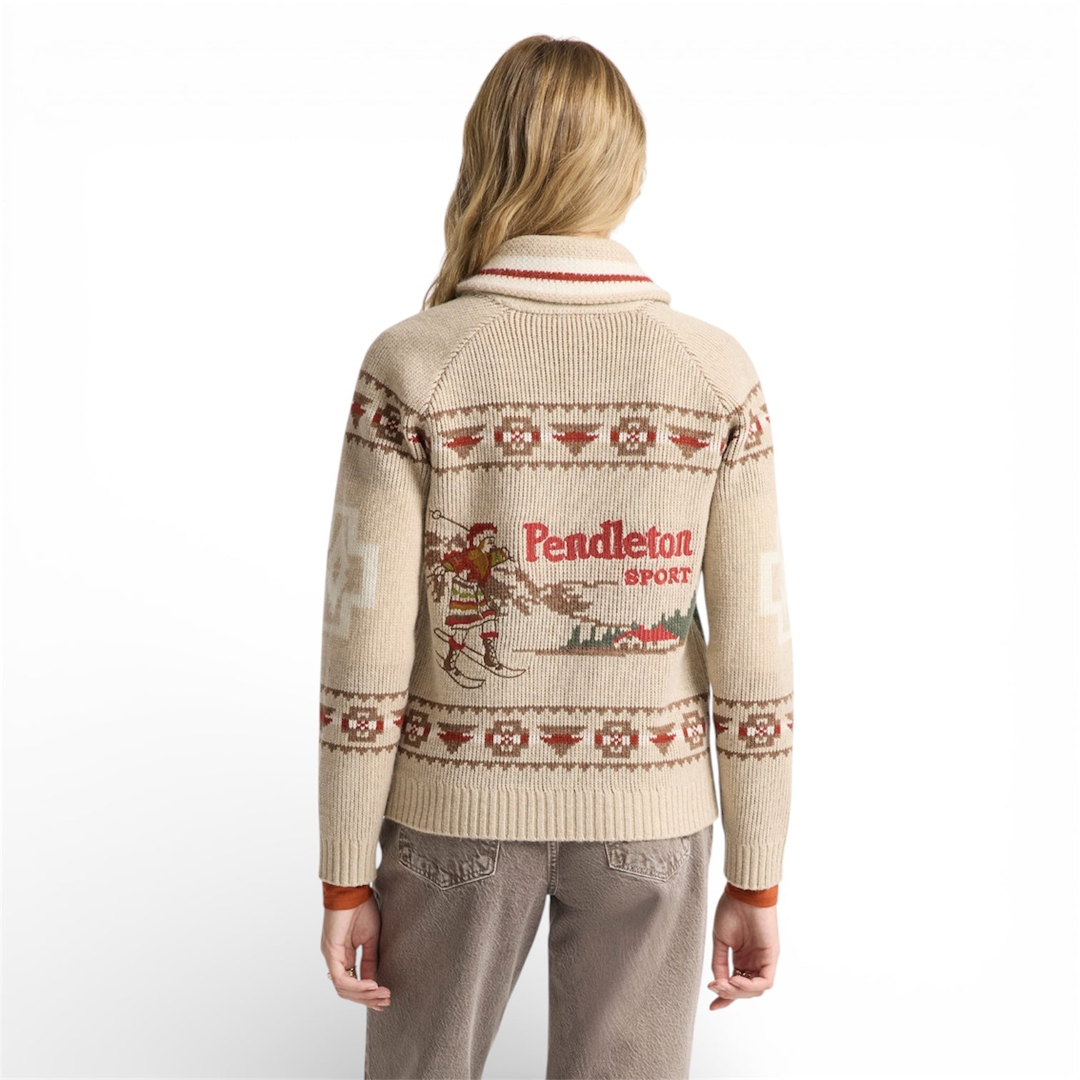 Pendleton | Alpin Lambswool Zip Cardigan | Oatmeal Heather