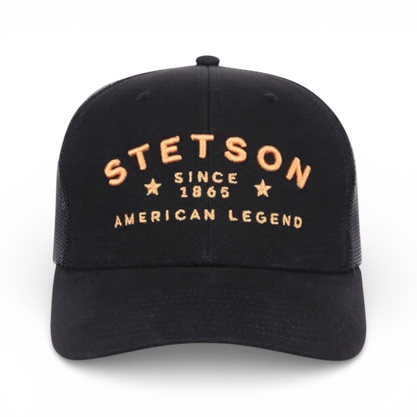 Stetson | Since 1865 Yellow Embroidery Trucker Ball Cap | Black