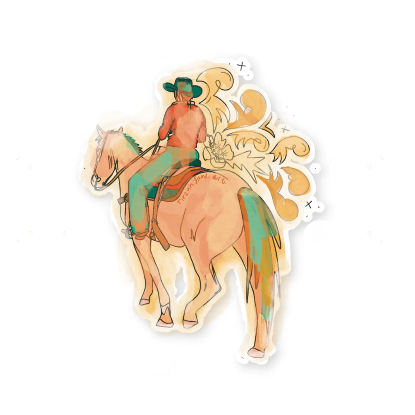 Cowgirl Colorful Floral Western Sticker