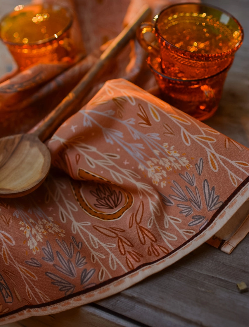 Western Harvest Kitchen Tea Towel | Dusty Rose