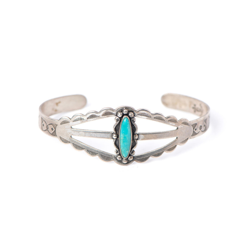Vtg 1940's Fred Harvey Turq S:S Cuff Bracelet