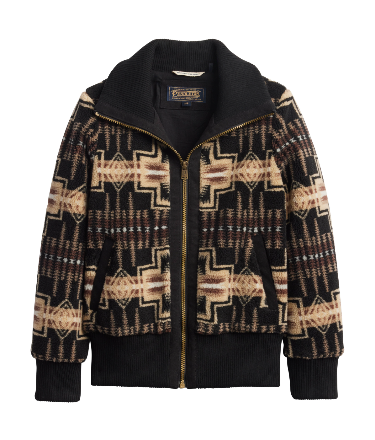 Foxglove Fleece Bomber In Black & Tan