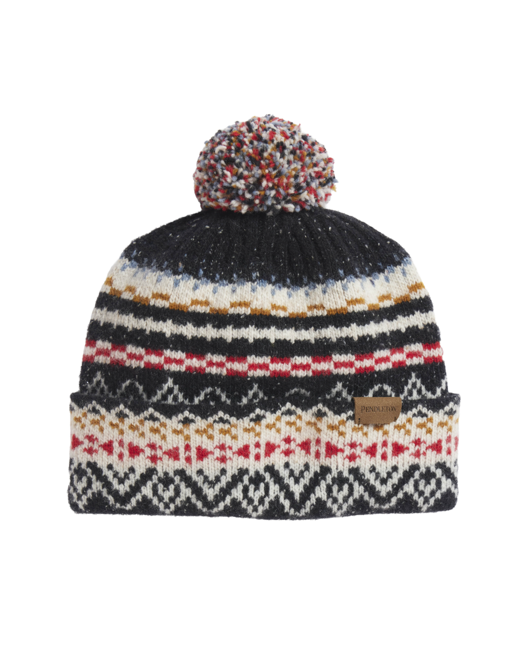 Lambswool Fairisle Black Beanie