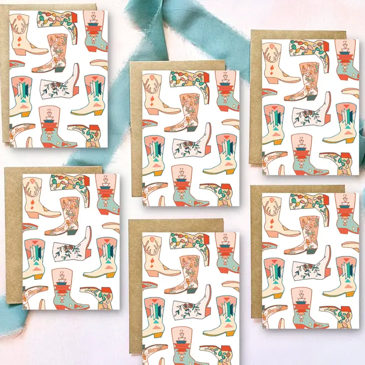 Mini Western Boot Cards | Set of 6