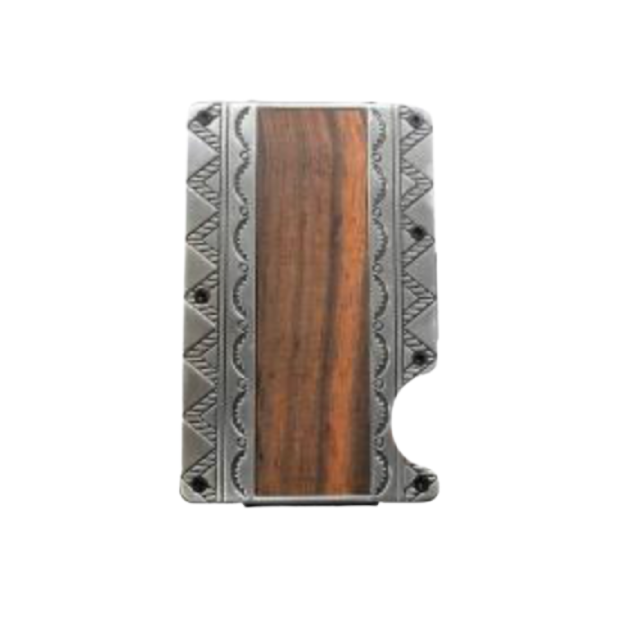 3D Men's Brown Smart Wallet with Wood Inlay