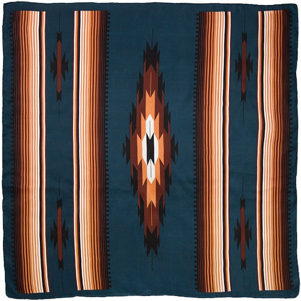 Teal & Tan Aztec Silk Scarf