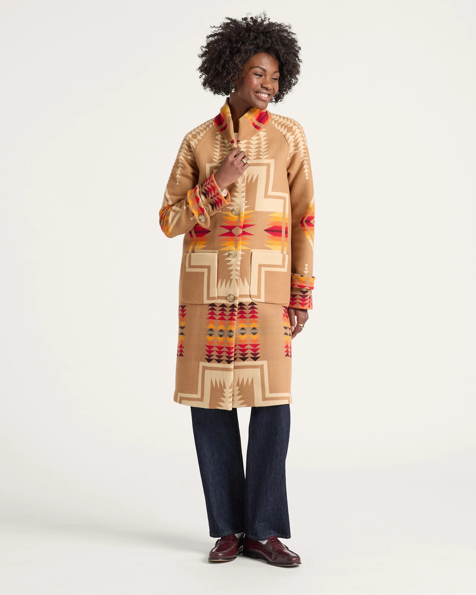 Pendleton | Harding Archive Blanket Coat | Tan Jacquard