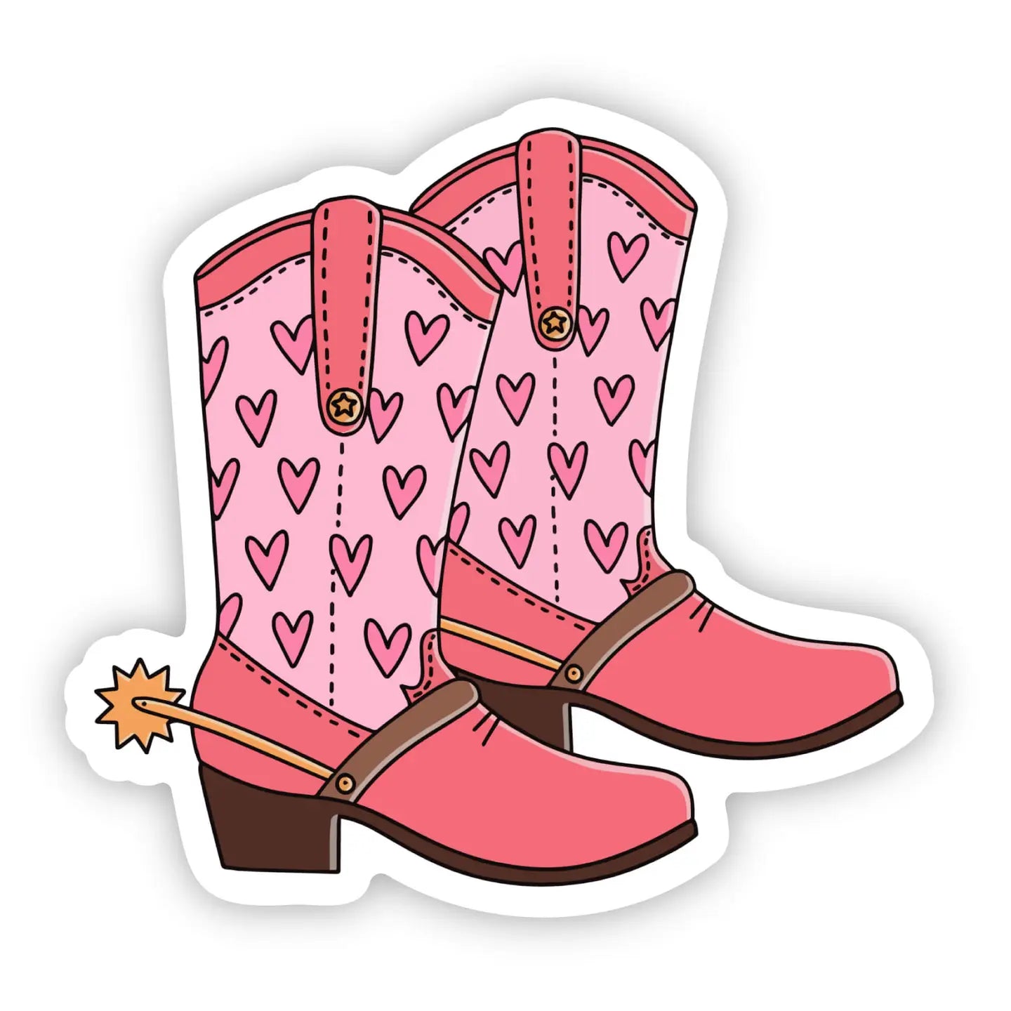 Pink Hearts Cowboy Boots Sticker