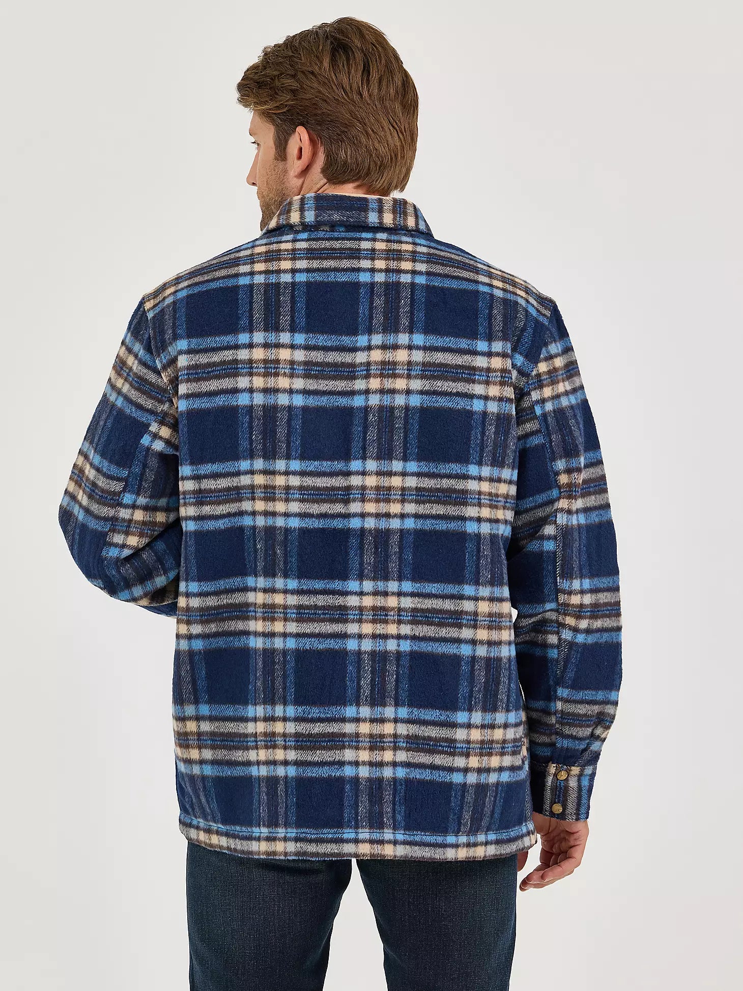Wrangler | Flannel Shirt Jacket Quilt Lined | Navy Plaid