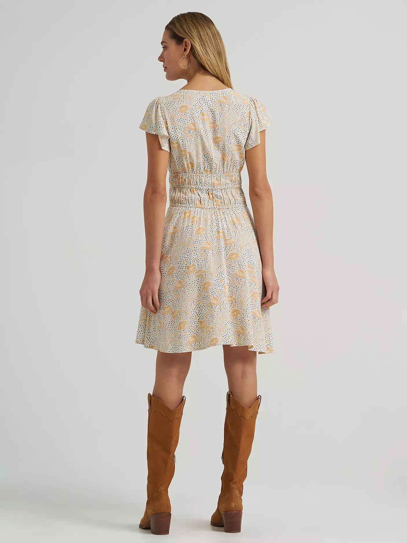 Wrangler Retro | Vintage Tiered Dress | Tan Floral