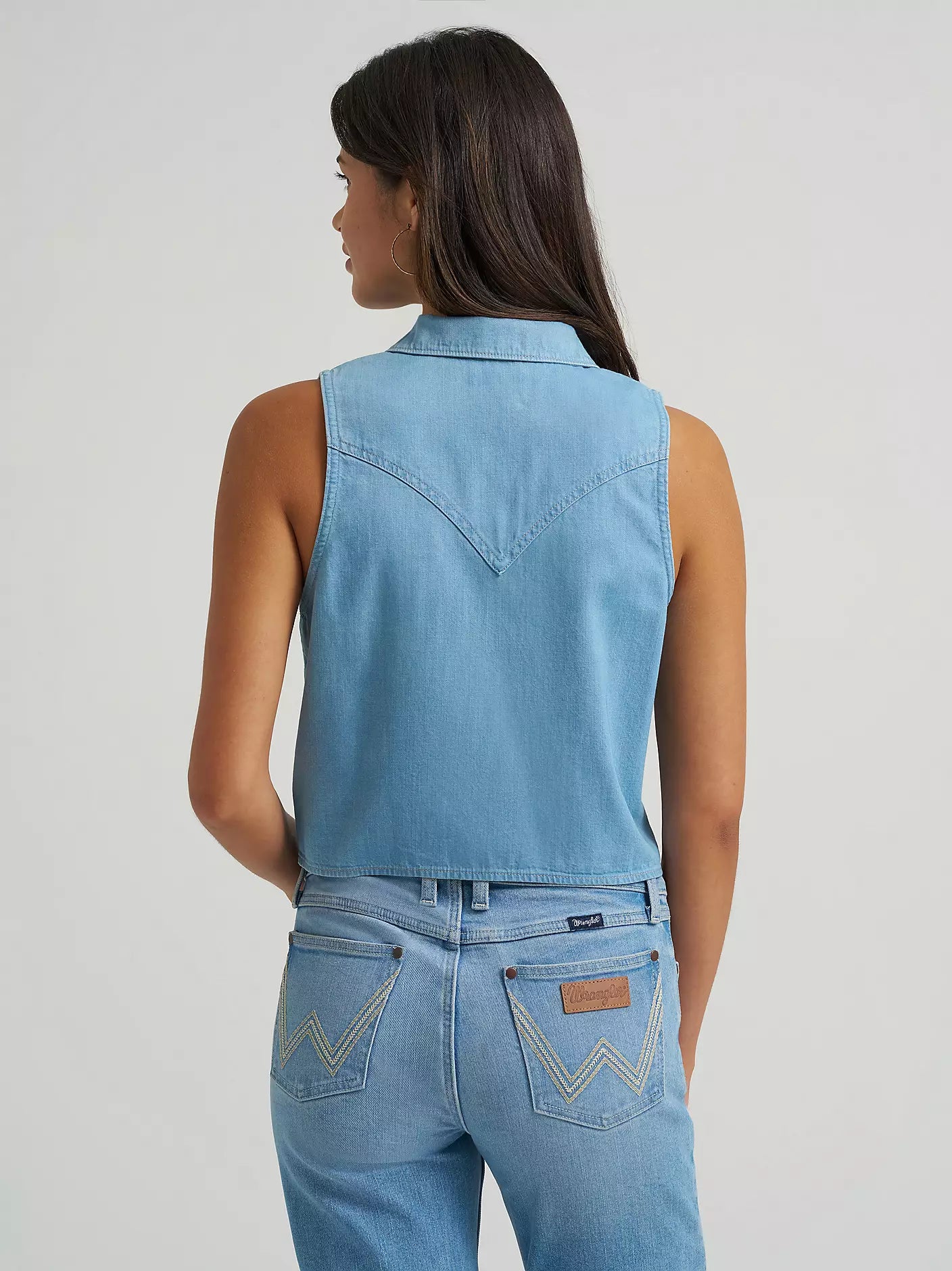 Wrangler Retro | Punchy Denim Front Tie Shirt | Light Denim